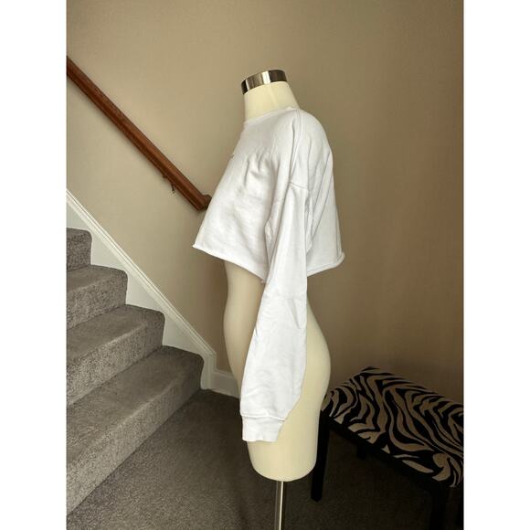 Calvin Klein Jeans white long sleep cropped crewneck size XS - Picture 5 of 7